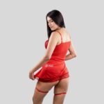 Babydoll con liguero Rojo - Imagen 2