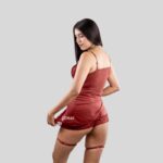Babydoll con liguero Vino - Imagen 2